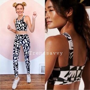 ANTHROPOLOGIE Dazey LA Ani Figures Printed Sports Bra Workout Pullover Black NWT